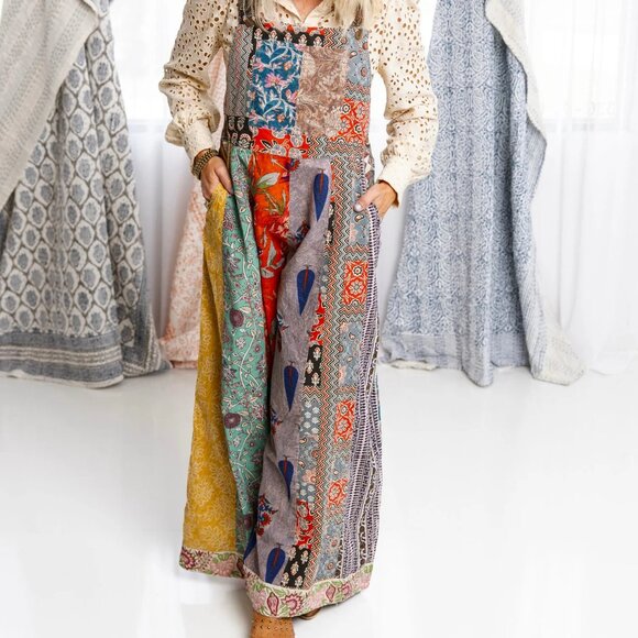 Patchwork Jumpsuit One of a Kind NWT Size L/XL - Picture 1 of 7